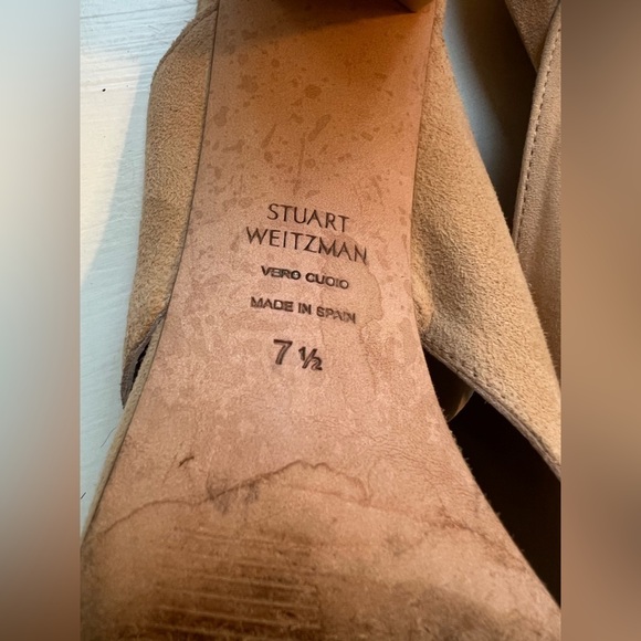 Stuart Weitzman Galene Suede Block Heel Sandals 7.5 - Picture 9 of 11